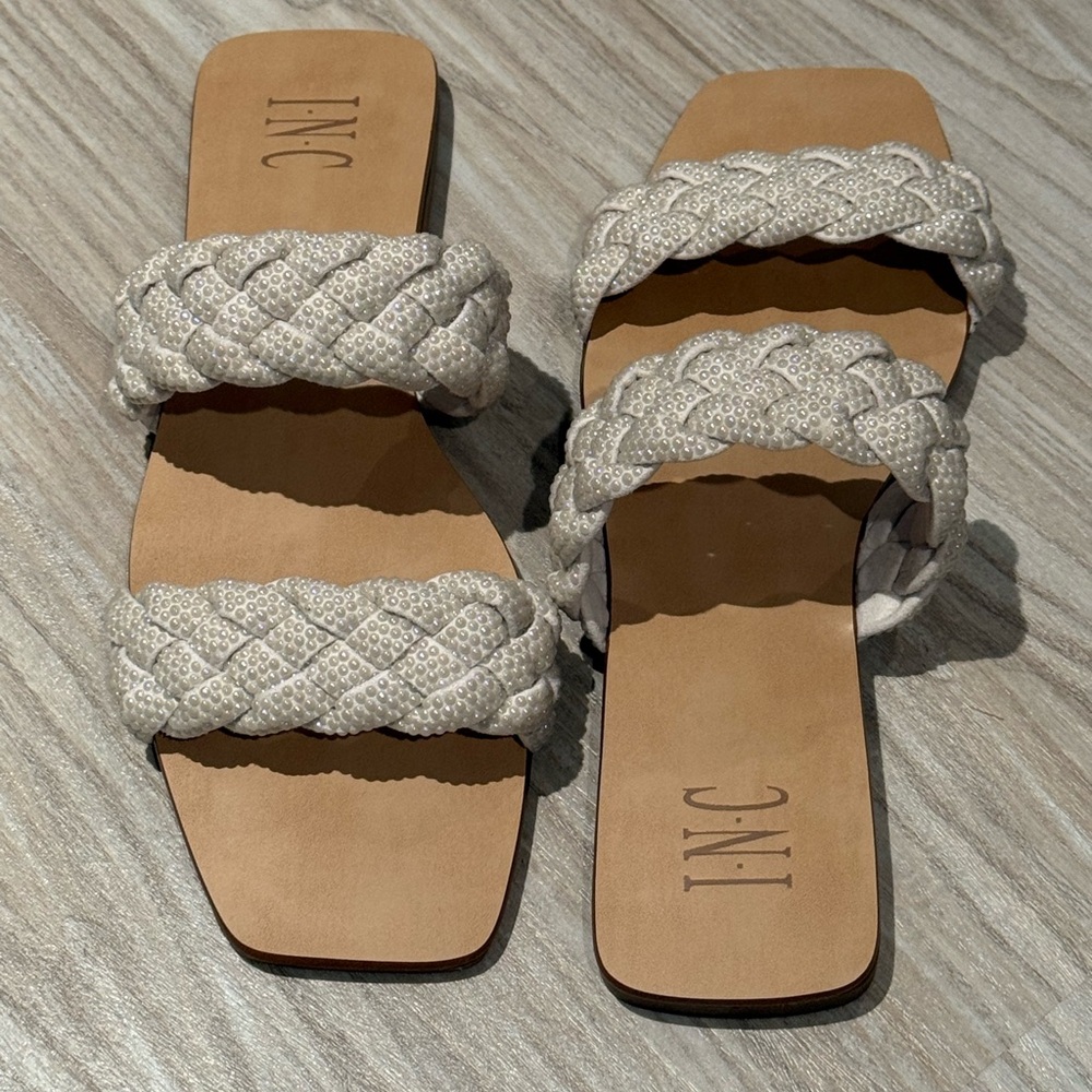 INC Beaded Pearl Sandals